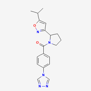 molecular formula C19H21N5O2 B3918748 4-(4-{[2-(5-isopropylisoxazol-3-yl)pyrrolidin-1-yl]carbonyl}phenyl)-4H-1,2,4-triazole 