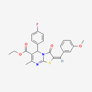 molecular formula C24H21FN2O4S B3918779 ethyl 5-(4-fluorophenyl)-2-(3-methoxybenzylidene)-7-methyl-3-oxo-2,3-dihydro-5H-[1,3]thiazolo[3,2-a]pyrimidine-6-carboxylate 
