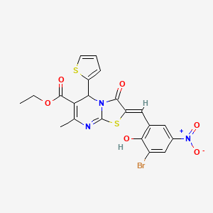 molecular formula C21H16BrN3O6S2 B3918787 ethyl 2-(3-bromo-2-hydroxy-5-nitrobenzylidene)-7-methyl-3-oxo-5-(2-thienyl)-2,3-dihydro-5H-[1,3]thiazolo[3,2-a]pyrimidine-6-carboxylate 