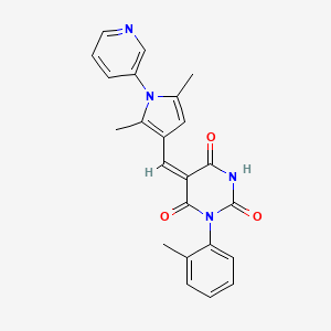 molecular formula C23H20N4O3 B3918796 5-{[2,5-dimethyl-1-(3-pyridinyl)-1H-pyrrol-3-yl]methylene}-1-(2-methylphenyl)-2,4,6(1H,3H,5H)-pyrimidinetrione CAS No. 6194-72-5