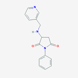 molecular formula C16H15N3O2 B391882 1-Phenyl-3-[(3-pyridinylmethyl)amino]-2,5-pyrrolidinedione CAS No. 299408-26-7