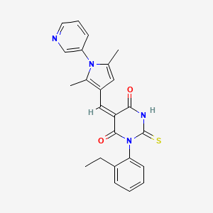 molecular formula C24H22N4O2S B3918838 5-{[2,5-dimethyl-1-(3-pyridinyl)-1H-pyrrol-3-yl]methylene}-1-(2-ethylphenyl)-2-thioxodihydro-4,6(1H,5H)-pyrimidinedione 
