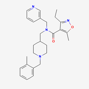 molecular formula C27H34N4O2 B3918846 3-ethyl-5-methyl-N-{[1-(2-methylbenzyl)-4-piperidinyl]methyl}-N-(3-pyridinylmethyl)-4-isoxazolecarboxamide 