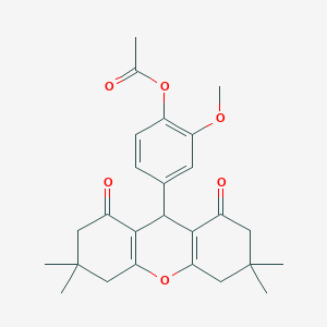 molecular formula C26H30O6 B391885 2-methoxy-4-(3,3,6,6-tetramethyl-1,8-dioxo-2,3,4,5,6,7,8,9-octahydro-1H-xanthen-9-yl)phenyl acetate 
