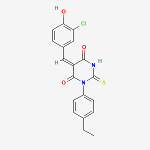 molecular formula C19H15ClN2O3S B3918856 5-(3-chloro-4-hydroxybenzylidene)-1-(4-ethylphenyl)-2-thioxodihydro-4,6(1H,5H)-pyrimidinedione 