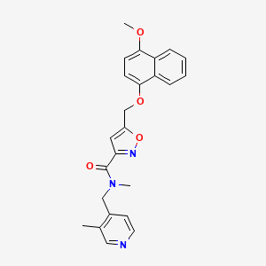 molecular formula C24H23N3O4 B3918858 5-{[(4-methoxy-1-naphthyl)oxy]methyl}-N-methyl-N-[(3-methyl-4-pyridinyl)methyl]-3-isoxazolecarboxamide 