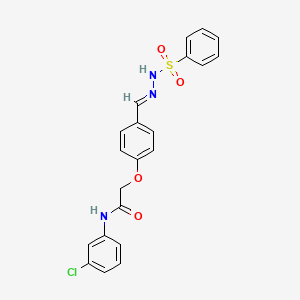 molecular formula C21H18ClN3O4S B3918863 N-(3-chlorophenyl)-2-{4-[2-(phenylsulfonyl)carbonohydrazonoyl]phenoxy}acetamide 