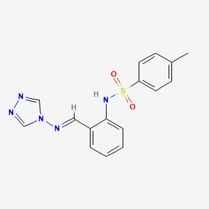 molecular formula C16H15N5O2S B3918864 4-methyl-N-{2-[(4H-1,2,4-triazol-4-ylimino)methyl]phenyl}benzenesulfonamide 