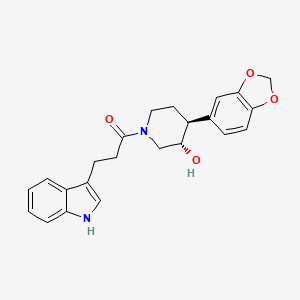 (3S*,4S*)-4-(1,3-benzodioxol-5-yl)-1-[3-(1H-indol-3-yl)propanoyl]piperidin-3-ol