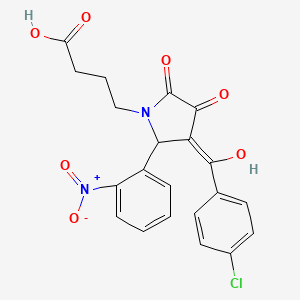 molecular formula C21H17ClN2O7 B3918900 4-[3-(4-chlorobenzoyl)-4-hydroxy-2-(2-nitrophenyl)-5-oxo-2,5-dihydro-1H-pyrrol-1-yl]butanoic acid 