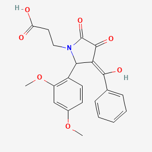 molecular formula C22H21NO7 B3918904 3-[3-benzoyl-2-(2,4-dimethoxyphenyl)-4-hydroxy-5-oxo-2,5-dihydro-1H-pyrrol-1-yl]propanoic acid 