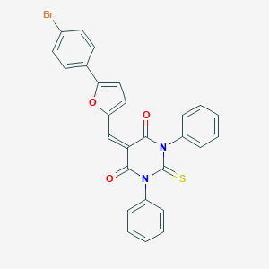 molecular formula C27H17BrN2O3S B391892 5-{[5-(4-bromophenyl)-2-furyl]methylene}-1,3-diphenyl-2-thioxodihydro-4,6(1H,5H)-pyrimidinedione 