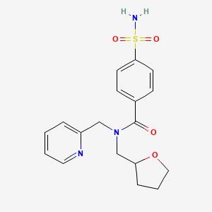 molecular formula C18H21N3O4S B3918922 4-(aminosulfonyl)-N-(pyridin-2-ylmethyl)-N-(tetrahydrofuran-2-ylmethyl)benzamide 