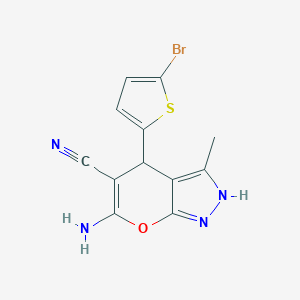 molecular formula C12H9BrN4OS B391895 6-Amino-4-(5-bromo-2-thienyl)-3-methyl-1,4-dihydropyrano[2,3-c]pyrazole-5-carbonitrile 