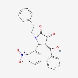 molecular formula C25H20N2O5 B3918954 4-benzoyl-3-hydroxy-5-(2-nitrophenyl)-1-(2-phenylethyl)-1,5-dihydro-2H-pyrrol-2-one 