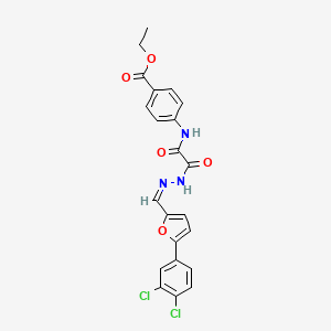 molecular formula C22H17Cl2N3O5 B3918961 ethyl 4-{[(2-{[5-(3,4-dichlorophenyl)-2-furyl]methylene}hydrazino)(oxo)acetyl]amino}benzoate 