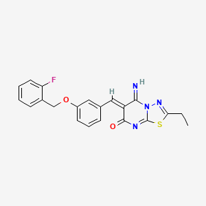molecular formula C21H17FN4O2S B3918969 2-ethyl-6-{3-[(2-fluorobenzyl)oxy]benzylidene}-5-imino-5,6-dihydro-7H-[1,3,4]thiadiazolo[3,2-a]pyrimidin-7-one 