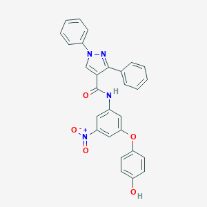 molecular formula C28H20N4O5 B391898 N-[3-nitro-5-(4-hydroxyphenoxy)phenyl]-1,3-diphenyl-1H-pyrazole-4-carboxamide 