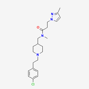 molecular formula C22H31ClN4O B3918986 N-({1-[2-(4-chlorophenyl)ethyl]-4-piperidinyl}methyl)-N-methyl-3-(3-methyl-1H-pyrazol-1-yl)propanamide 