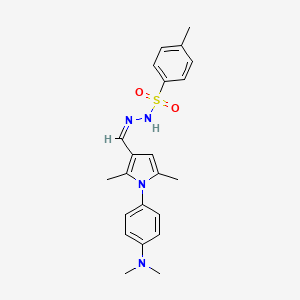 molecular formula C22H26N4O2S B3918990 N'-({1-[4-(dimethylamino)phenyl]-2,5-dimethyl-1H-pyrrol-3-yl}methylene)-4-methylbenzenesulfonohydrazide 