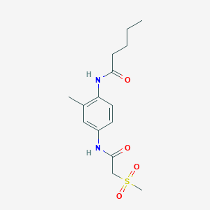molecular formula C15H22N2O4S B3918994 N-(2-methyl-4-{[(methylsulfonyl)acetyl]amino}phenyl)pentanamide 
