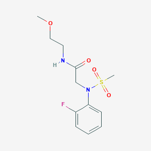 molecular formula C12H17FN2O4S B3919049 N~2~-(2-fluorophenyl)-N~1~-(2-methoxyethyl)-N~2~-(methylsulfonyl)glycinamide 