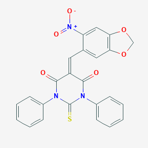 molecular formula C24H15N3O6S B391906 5-({6-nitro-1,3-benzodioxol-5-yl}methylene)-1,3-diphenyl-2-thioxodihydro-4,6(1H,5H)-pyrimidinedione 