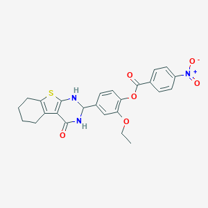 molecular formula C25H23N3O6S B391910 2-Ethoxy-4-(4-oxo-1,2,3,4,5,6,7,8-octahydro[1]benzothieno[2,3-d]pyrimidin-2-yl)phenyl 4-nitrobenzoate 
