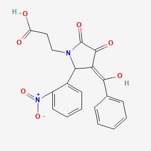 molecular formula C20H16N2O7 B3919101 3-[3-benzoyl-4-hydroxy-2-(2-nitrophenyl)-5-oxo-2,5-dihydro-1H-pyrrol-1-yl]propanoic acid 