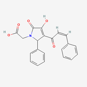 molecular formula C21H17NO5 B3919129 (3-cinnamoyl-4-hydroxy-5-oxo-2-phenyl-2,5-dihydro-1H-pyrrol-1-yl)acetic acid 