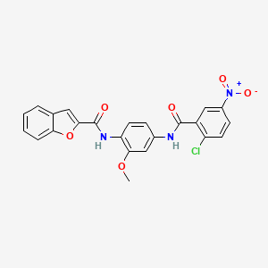 molecular formula C23H16ClN3O6 B3919135 N-{4-[(2-chloro-5-nitrobenzoyl)amino]-2-methoxyphenyl}-1-benzofuran-2-carboxamide 
