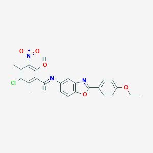 molecular formula C24H20ClN3O5 B391915 4-Chloro-2-({[2-(4-ethoxyphenyl)-1,3-benzoxazol-5-yl]imino}methyl)-6-nitro-3,5-dimethylphenol 