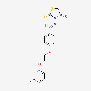 molecular formula C19H18N2O3S2 B3919152 3-({4-[2-(3-methylphenoxy)ethoxy]benzylidene}amino)-2-thioxo-1,3-thiazolidin-4-one 