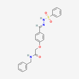 molecular formula C22H21N3O4S B3919170 N-benzyl-2-{4-[2-(phenylsulfonyl)carbonohydrazonoyl]phenoxy}acetamide 