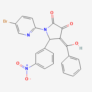 molecular formula C22H14BrN3O5 B3919199 4-benzoyl-1-(5-bromo-2-pyridinyl)-3-hydroxy-5-(3-nitrophenyl)-1,5-dihydro-2H-pyrrol-2-one 