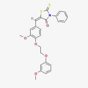 molecular formula C26H23NO5S2 B3919204 5-{3-methoxy-4-[2-(3-methoxyphenoxy)ethoxy]benzylidene}-3-phenyl-2-thioxo-1,3-thiazolidin-4-one 