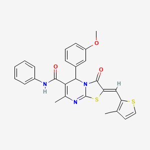 molecular formula C27H23N3O3S2 B3919230 5-(3-methoxyphenyl)-7-methyl-2-[(3-methyl-2-thienyl)methylene]-3-oxo-N-phenyl-2,3-dihydro-5H-[1,3]thiazolo[3,2-a]pyrimidine-6-carboxamide CAS No. 6201-37-2