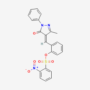 molecular formula C23H17N3O6S B3919257 2-[(3-methyl-5-oxo-1-phenyl-1,5-dihydro-4H-pyrazol-4-ylidene)methyl]phenyl 2-nitrobenzenesulfonate 