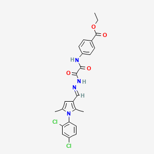 molecular formula C24H22Cl2N4O4 B3919308 ethyl 4-{[(2-{[1-(2,4-dichlorophenyl)-2,5-dimethyl-1H-pyrrol-3-yl]methylene}hydrazino)(oxo)acetyl]amino}benzoate 