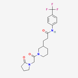 molecular formula C21H26F3N3O3 B3919329 3-{1-[(2-oxo-1-pyrrolidinyl)acetyl]-3-piperidinyl}-N-[4-(trifluoromethyl)phenyl]propanamide 