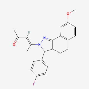 molecular formula C23H23FN2O2 B3919337 4-[3-(4-fluorophenyl)-8-methoxy-3,3a,4,5-tetrahydro-2H-benzo[g]indazol-2-yl]-3-penten-2-one 