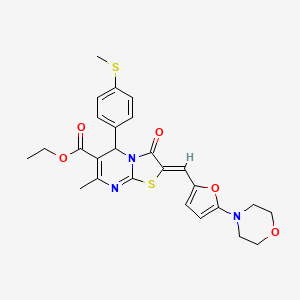 molecular formula C26H27N3O5S2 B3919341 ethyl 7-methyl-5-[4-(methylthio)phenyl]-2-{[5-(4-morpholinyl)-2-furyl]methylene}-3-oxo-2,3-dihydro-5H-[1,3]thiazolo[3,2-a]pyrimidine-6-carboxylate 