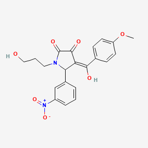 molecular formula C21H20N2O7 B3919346 3-hydroxy-1-(3-hydroxypropyl)-4-(4-methoxybenzoyl)-5-(3-nitrophenyl)-1,5-dihydro-2H-pyrrol-2-one 