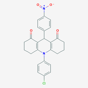 molecular formula C25H21ClN2O4 B391935 10-(4-chlorophenyl)-9-{4-nitrophenyl}-3,4,6,7,9,10-hexahydro-1,8(2H,5H)-acridinedione 