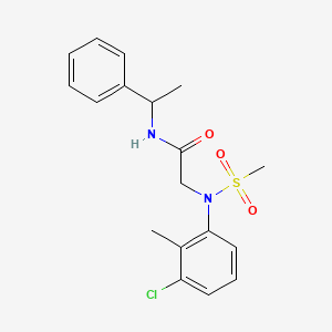 molecular formula C18H21ClN2O3S B3919359 N~2~-(3-chloro-2-methylphenyl)-N~2~-(methylsulfonyl)-N~1~-(1-phenylethyl)glycinamide 