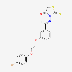 molecular formula C18H15BrN2O3S2 B3919362 3-({3-[2-(4-bromophenoxy)ethoxy]benzylidene}amino)-2-thioxo-1,3-thiazolidin-4-one 
