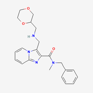molecular formula C22H26N4O3 B3919442 N-benzyl-3-{[(1,4-dioxan-2-ylmethyl)amino]methyl}-N-methylimidazo[1,2-a]pyridine-2-carboxamide 