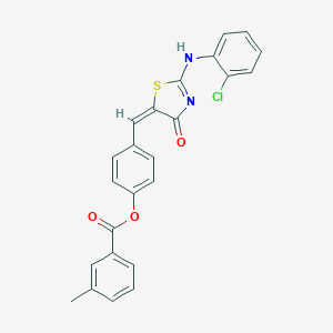 molecular formula C24H17ClN2O3S B391945 [4-[(E)-[2-(2-chloroanilino)-4-oxo-1,3-thiazol-5-ylidene]methyl]phenyl] 3-methylbenzoate 