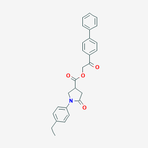 molecular formula C27H25NO4 B391947 2-[1,1'-Biphenyl]-4-yl-2-oxoethyl 1-(4-ethylphenyl)-5-oxo-3-pyrrolidinecarboxylate 