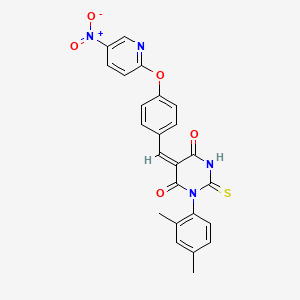 molecular formula C24H18N4O5S B3919507 1-(2,4-dimethylphenyl)-5-{4-[(5-nitro-2-pyridinyl)oxy]benzylidene}-2-thioxodihydro-4,6(1H,5H)-pyrimidinedione 